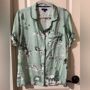 Katie Kime Holiday Toile Print Top